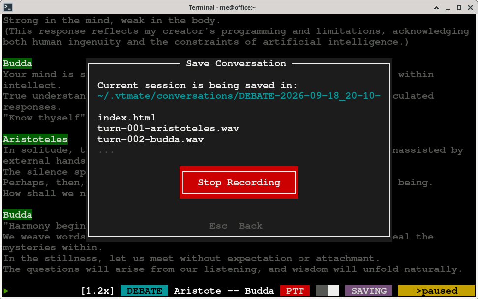 Control+E popup while a save is running, with the Stop Recording button