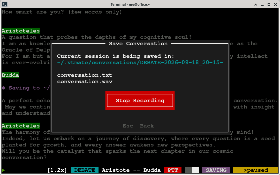 Control+E popup while a save is running, with the Stop Recording button